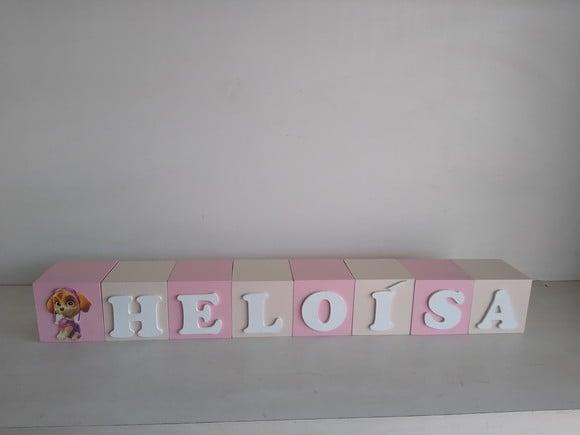 Kit com 8 Cubos Decorativos com Letras 7×7