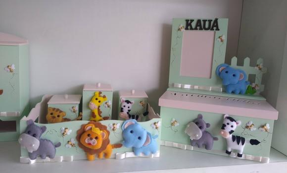 Kit Higiene Higiene com 8 Peças com Bichinhos da Floresta