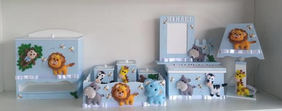 Kit Higiene Higiene com 8 Peças com Bichinhos da Floresta