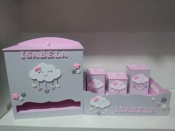 Kit Higiene para Bebê com Porta Maternidade Tema Chuva de Be