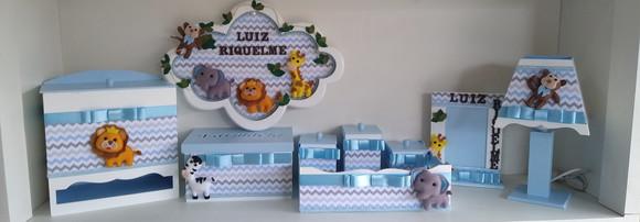 Kit Higiene para Bebê Completo Tema Safari com Porta Materni