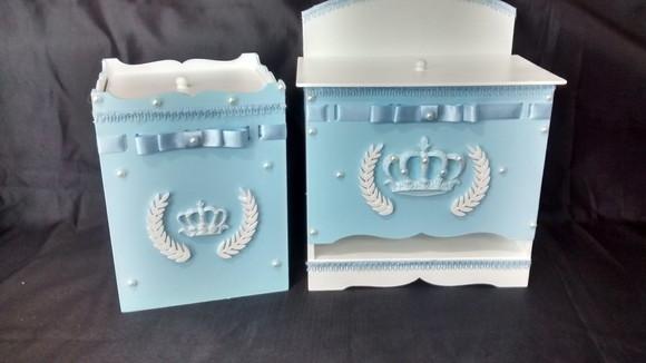 Kit Higiene para Bebê em mdf com 8 Peças e Porta Maternidade
