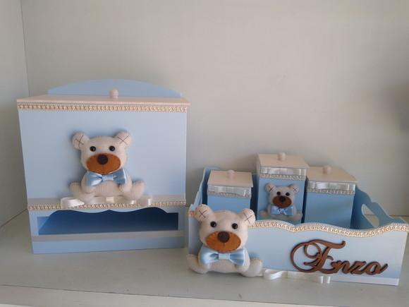 Kit Higiene para Bebê em mdf Completo