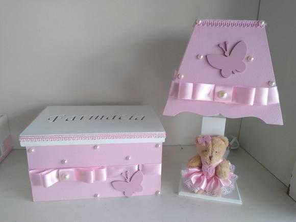 Kit Higiene para Bebê em mdf Tema Borboletas Jardim Encantad