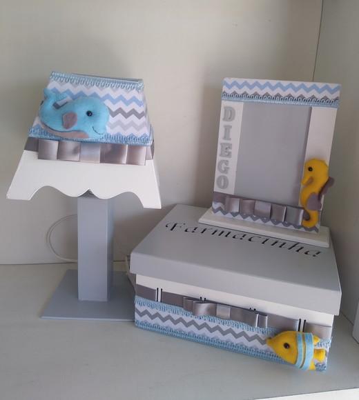 Kit Higiene para Bebê em mdf Tá Fundo do Mar