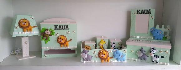 Kit Higiene para Bebê em mdf Tema Safari