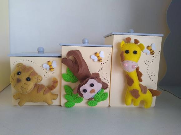 Kit Higiene para Bebê em mdf Tema Safari