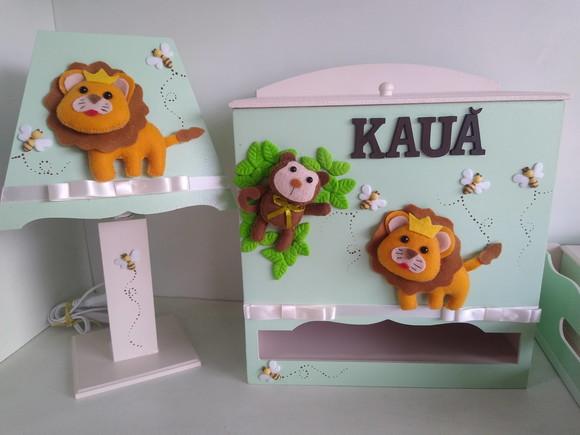 Kit Higiene para Bebê em mdf Tema Safari