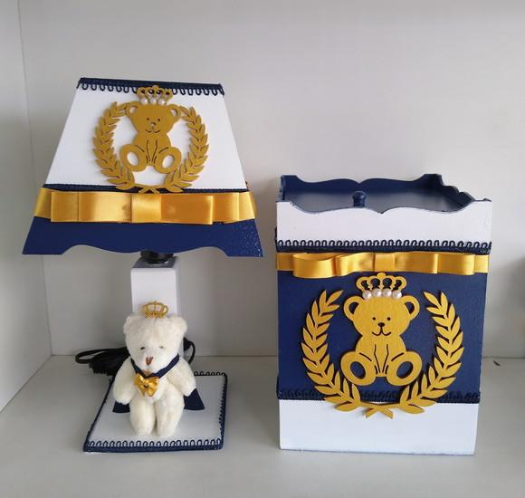 Kit Higiene para Bebê em mdf Tema Ursinho Príncipe