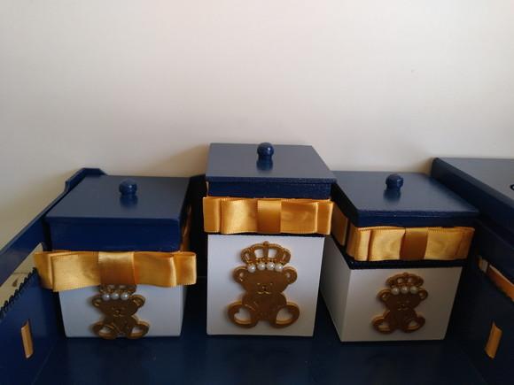 Kit Higiene para Bebê em mdf Ursinho Príncipe