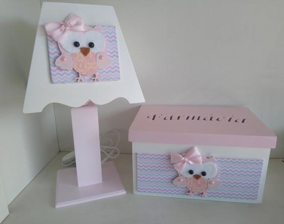 Kit Higiene para Bebê Tema Corujinhas com Porta Maternidade