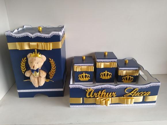 Kit Higiene para Bebê Tema Ursinho Príncipe Completo