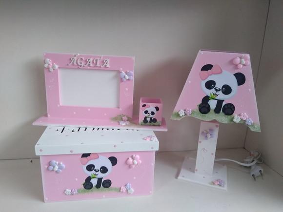 Kit Higiene para Bebê Ursinha Panda com 8 Peças