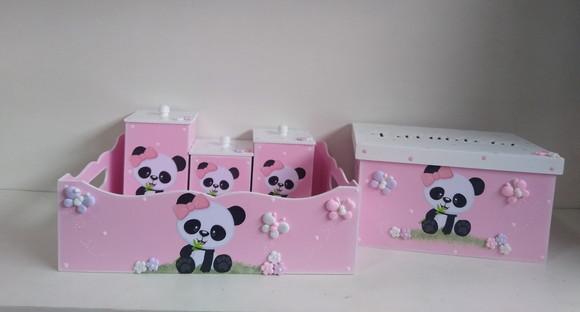 Kit Higiene para Bebê Ursinha Panda com 8 Peças