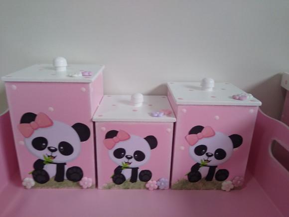 Kit Higiene para Bebê Ursinha Panda com 8 Peças