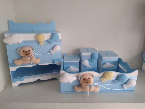 Kit Higiene para Bebê Ursinho com Balões