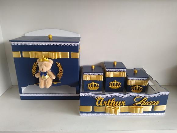 Kit Higiene para Bebê Tema Ursinho Príncipe Completo
