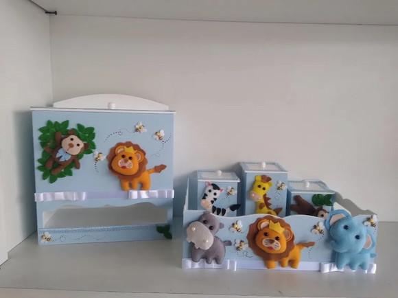 Kit Higiene Tema Safari com 7 Peças