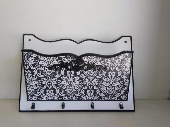 Porta Chaves com Porta Carta em mdf
