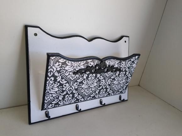 Porta Chaves com Porta Carta em mdf