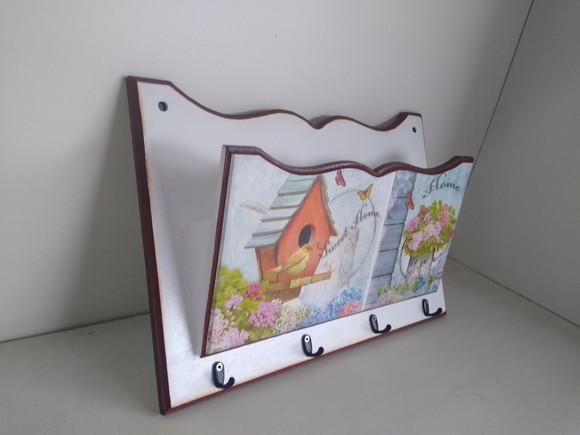 Porta Chaves com Porta Carta em mdf