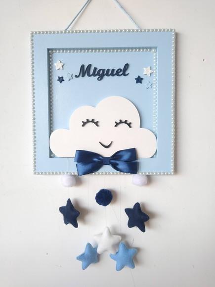 Porta Maternidade em mdf Tema Chuva de Bençãos Menino