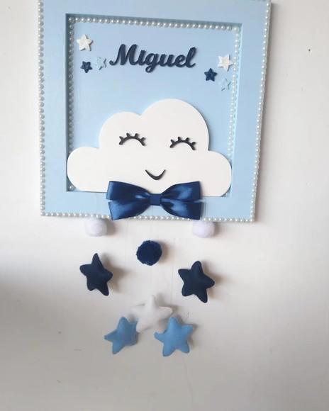 Porta Maternidade em mdf Tema Chuva de Bençãos Menino