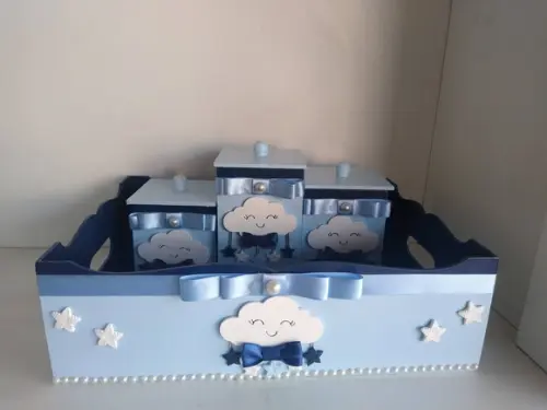 Cesta com 3 Potes em Vários Temas e Cores
