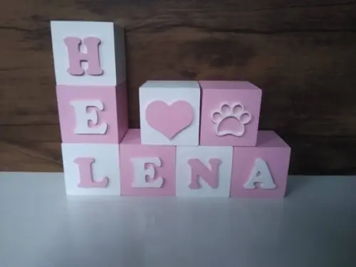 Kit com 8 Cubos com Letras Personalizados em mdf Tamanho 7×