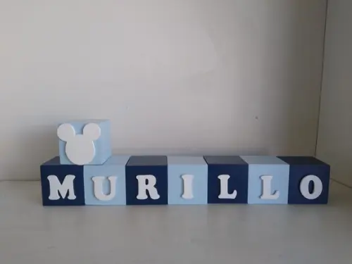 Kit com 8 Cubos com Letras Personalizados em mdf Tamanho 7×