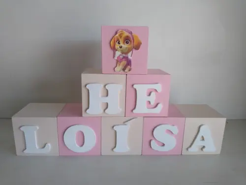 Kit com 8 Cubos Decorativos com Letras 7×7