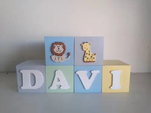 Kit de Cubos com 6 Cubos em mdf Tema Safari Tamanhos 7×7