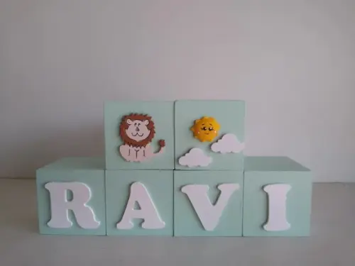 Kit de Cubos com 6 Cubos em mdf Tema Safari Tamanhos 7×7