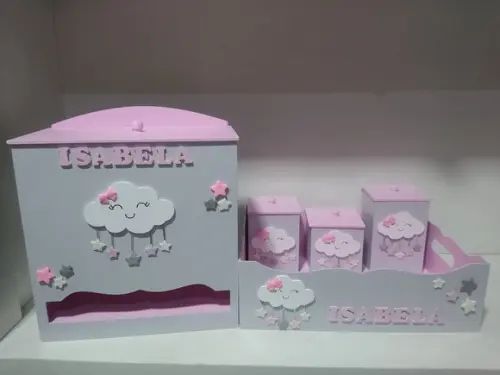 Kit Higiene para Bebê com Porta Maternidade Tema Chuva de Be