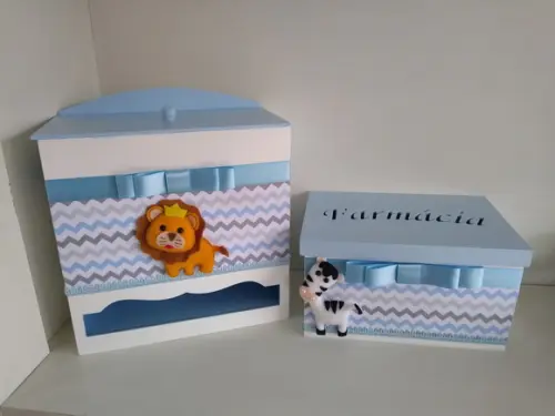 Kit Higiene para Bebê Completo Tema Safari com Porta Materni