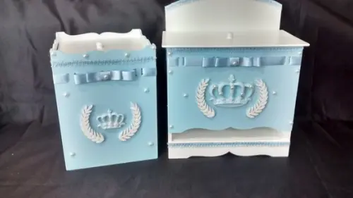 Kit Higiene para Bebê em mdf com 8 Peças e Porta Maternidade