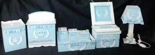 Kit Higiene para Bebê em mdf com 8 Peças e Porta Maternidade