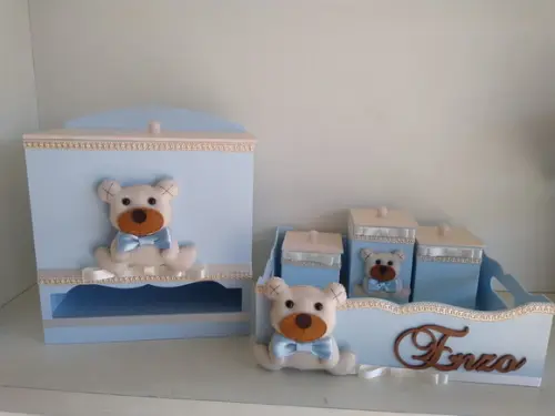 Kit Higiene para Bebê em mdf Completo