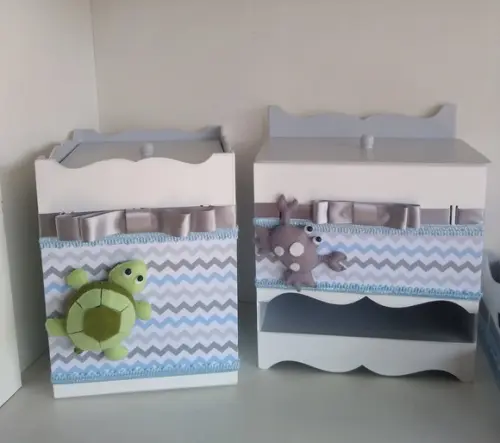 Kit Higiene para Bebê em mdf Tá Fundo do Mar