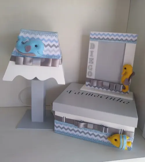 Kit Higiene para Bebê em mdf Tá Fundo do Mar