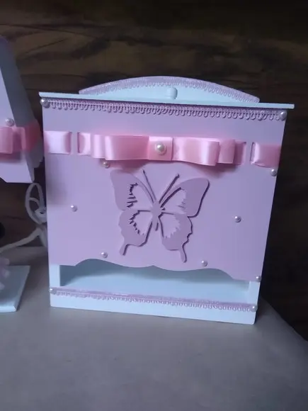 Kit Higiene para Bebê em mdf Tema Borboletas Jardim Encantad