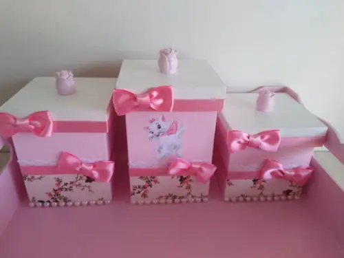 Kit Higiene para Bebê em mdf Tema Gatinha Marie