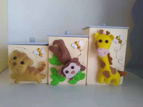 Kit Higiene para Bebê em mdf Tema Safari