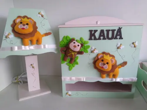 Kit Higiene para Bebê em mdf Tema Safari