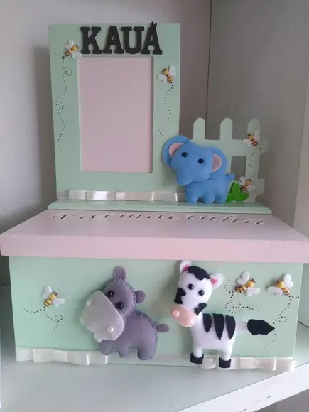 Kit Higiene para Bebê em mdf Tema Safari