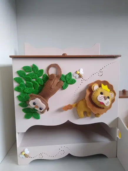 Kit Higiene para Bebê em mdf Tema Safari com 9 Peças
