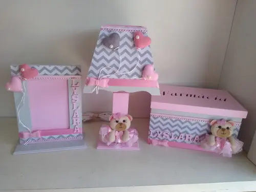 Kit Higiene para Bebê em mdf Tema Urdinhos com Balões