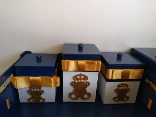 Kit Higiene para Bebê em mdf Ursinho Príncipe