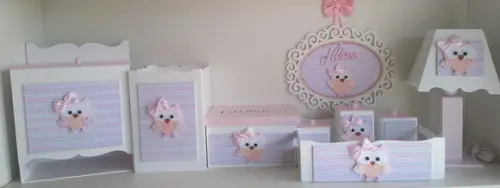 Kit Higiene para Bebê Tema Corujinhas com Porta Maternidade