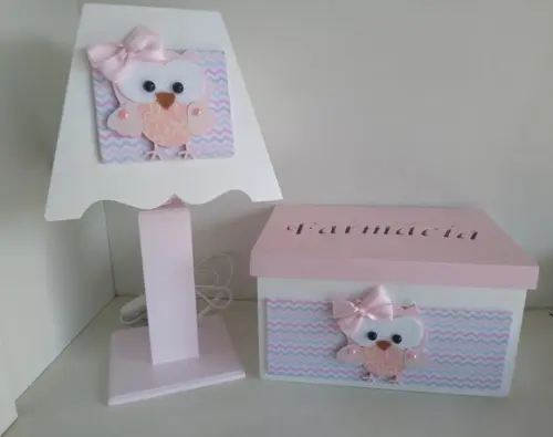 Kit Higiene para Bebê Tema Corujinhas com Porta Maternidade